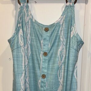 TEAL MIDI LENGTH DRESS TANK STYLE WOOD BUTTONS DOWN FRONT NO BRAND SIZE XL